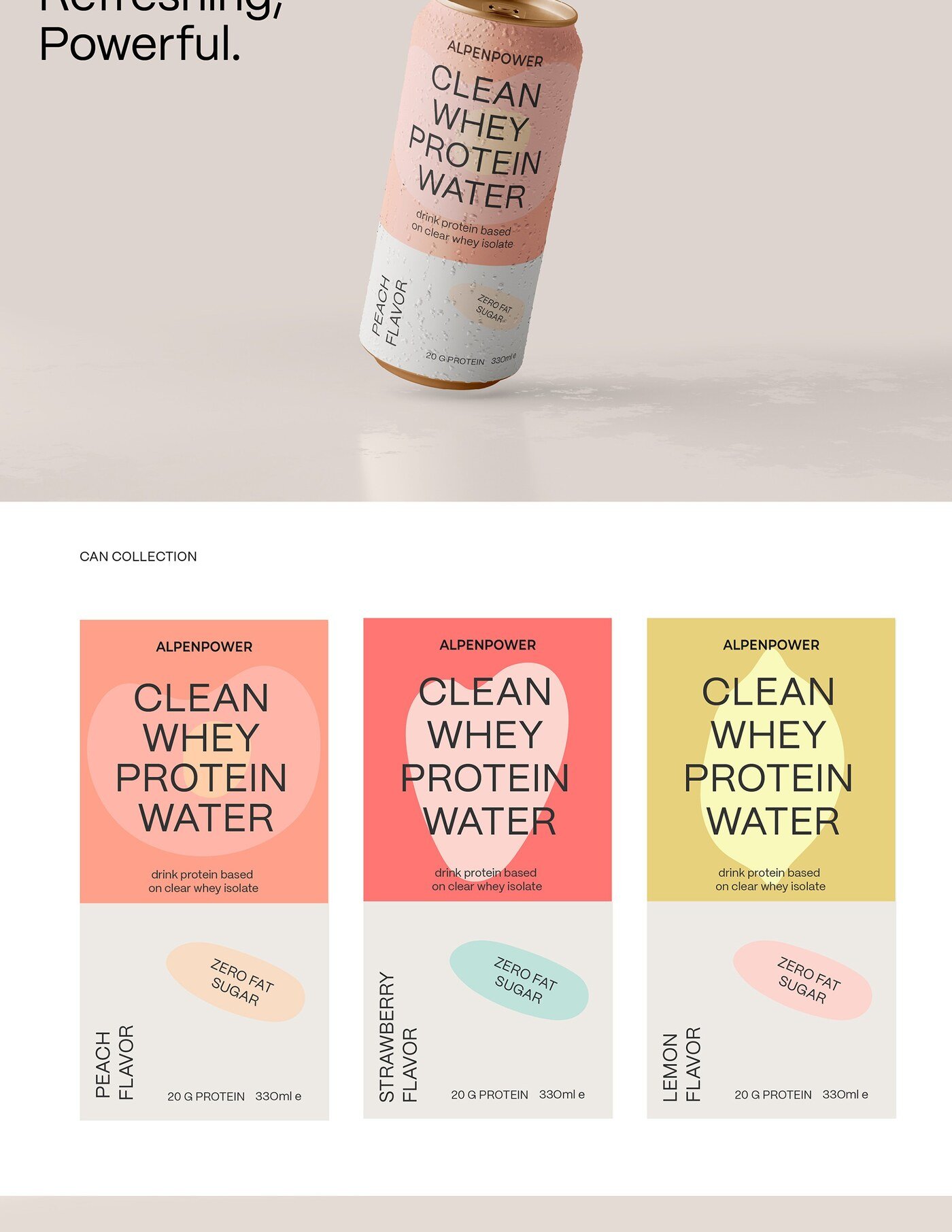 AlpenPower protein drink can packaging design by Eva Hilla Studio