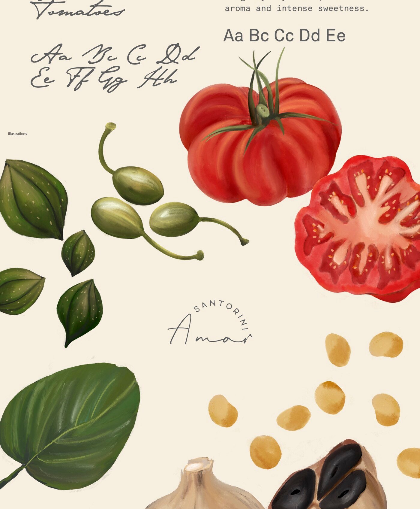 Identidad de marca y packaging de productos ecologicos griegos Amar Santorini por Eva Hilla Studio