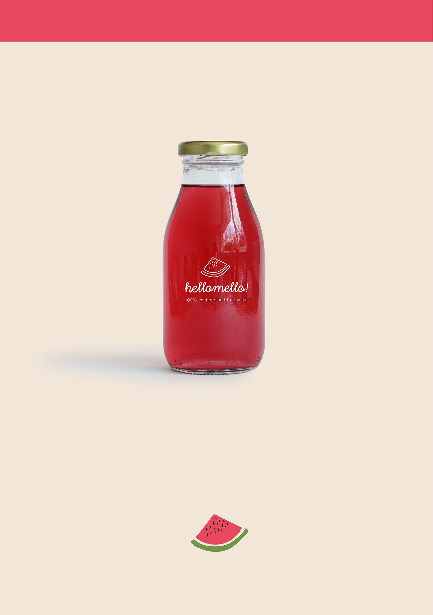Identidad de marca del agua de sandia Hellomello con ilustracion dibujada a mano por Eva Hilla Studio