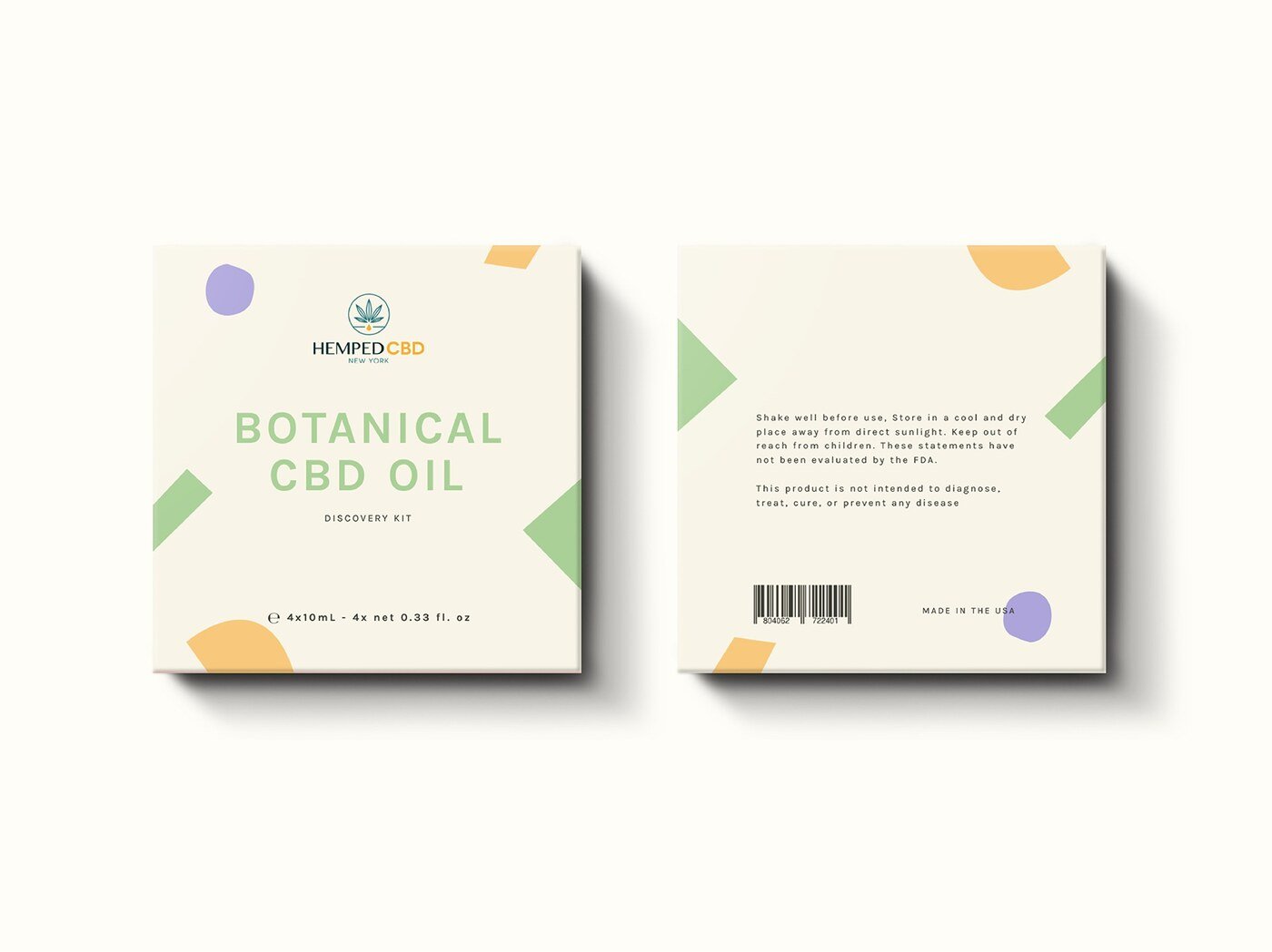 Diseno de packaging del kit botanico de descubrimiento de Hemped CBD por Eva Hilla Studio