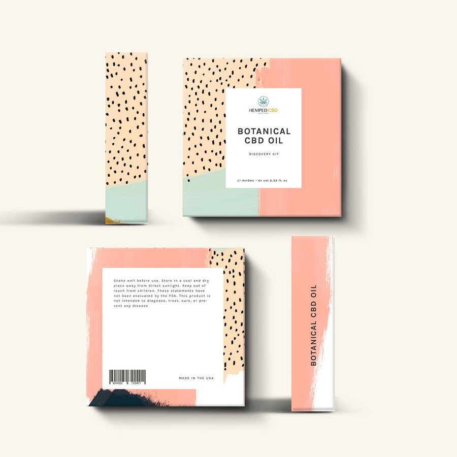 Hemped CBD Botanical Discovery Kit packaging design by Eva Hilla Studio