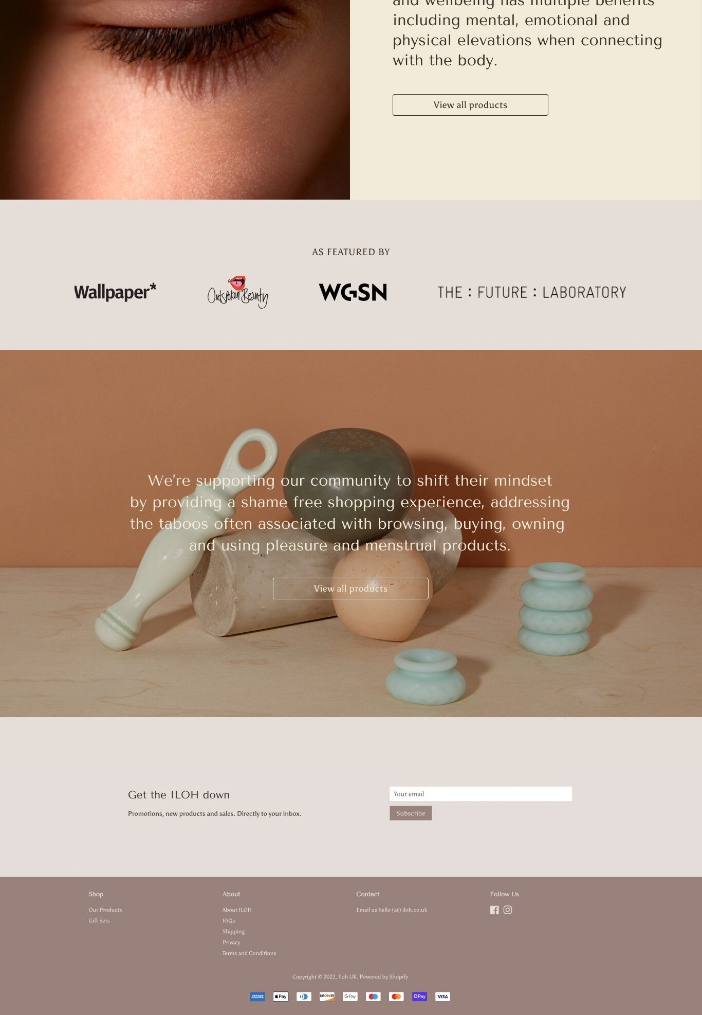 Diseno de la tienda online de productos menstruales sostenibles ILOH por Eva Hilla Studio