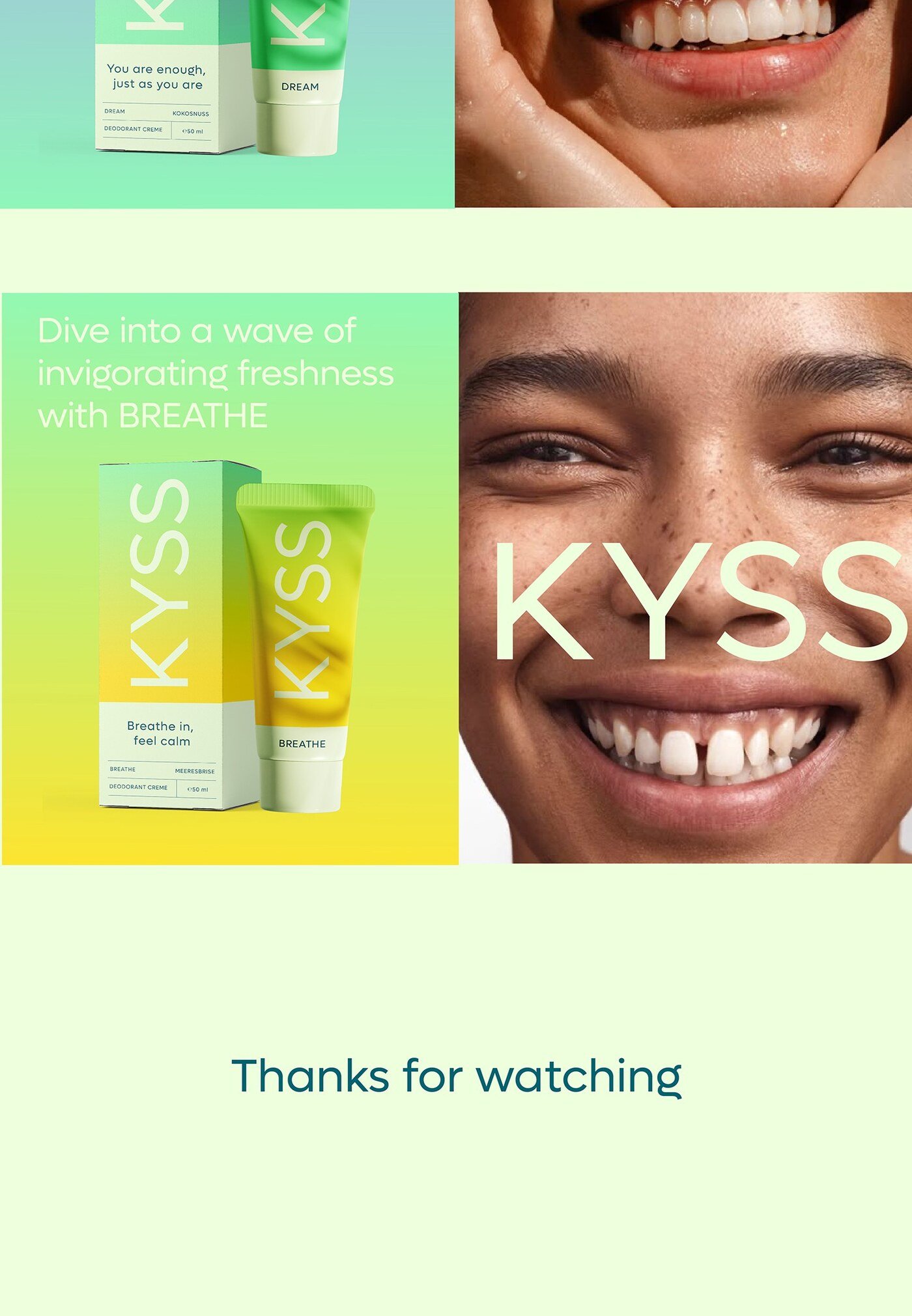 Identidad y packaging del desodorante natural KYSS por Eva Hilla Studio