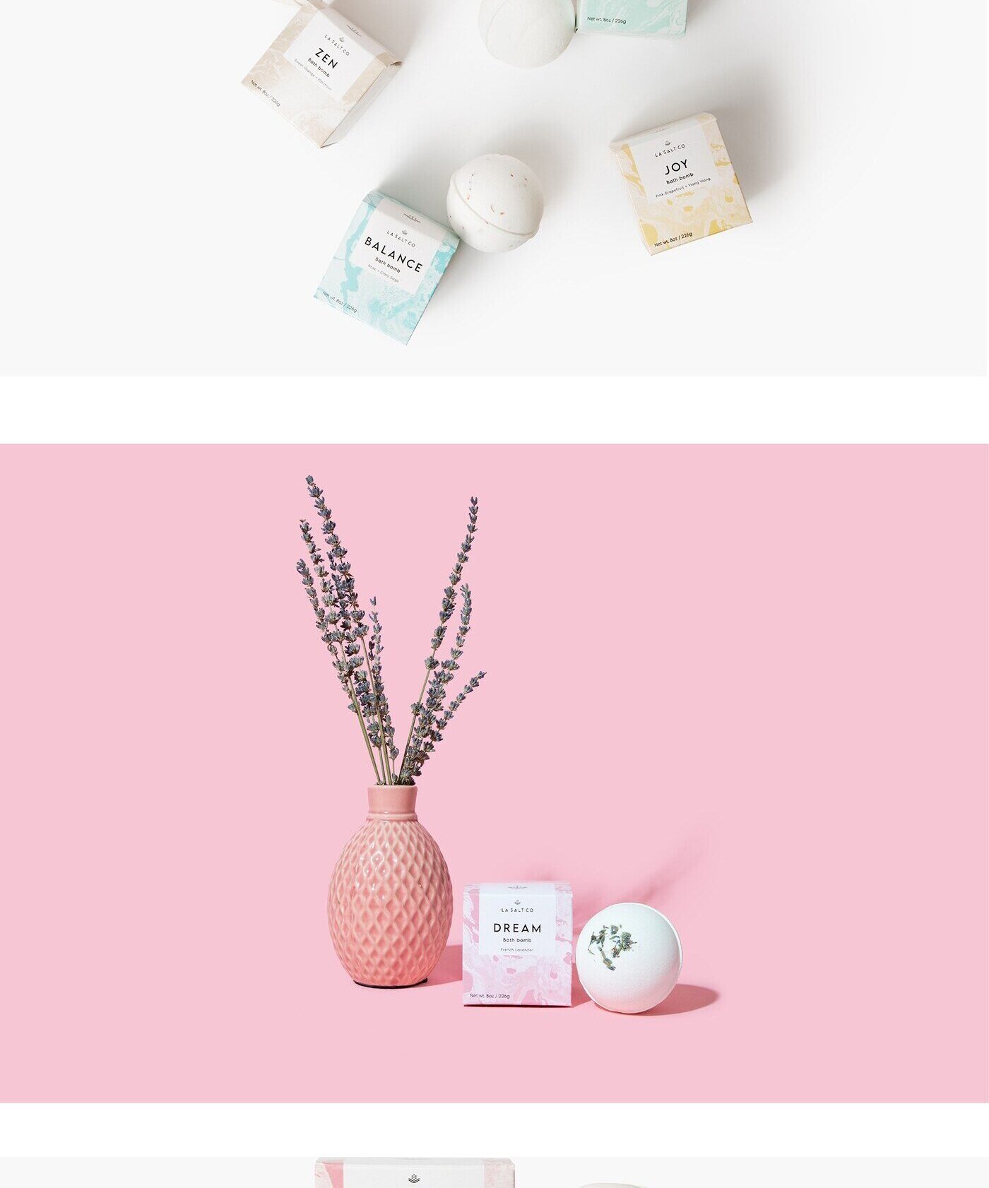La Salt Co. mineral bath and skincare packaging collection by Eva Hilla Studio
