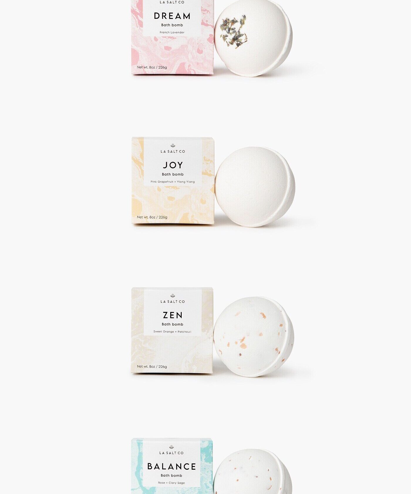 La Salt Co. mineral bath and skincare packaging collection by Eva Hilla Studio