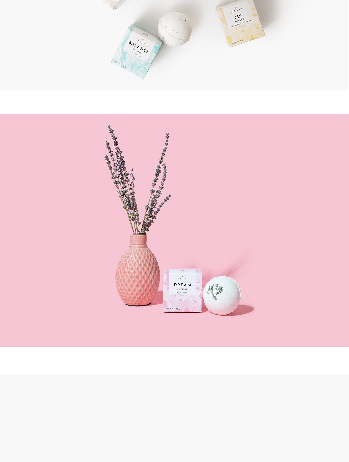 Coleccion de packaging de productos minerales de bano y cuidado corporal La Salt Co. por Eva Hilla Studio