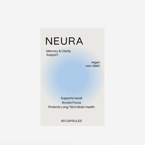 Neura premium brain health supplement bottle design by Eva Hilla Studio