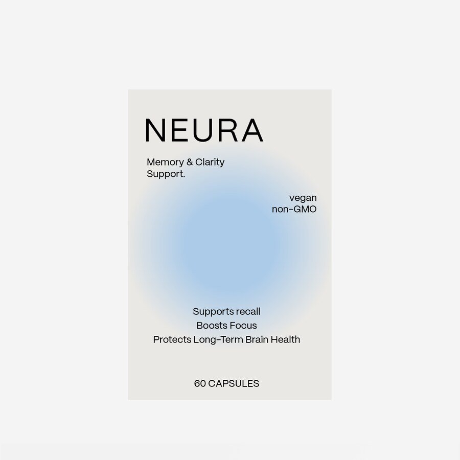 Neura premium brain health supplement bottle design by Eva Hilla Studio