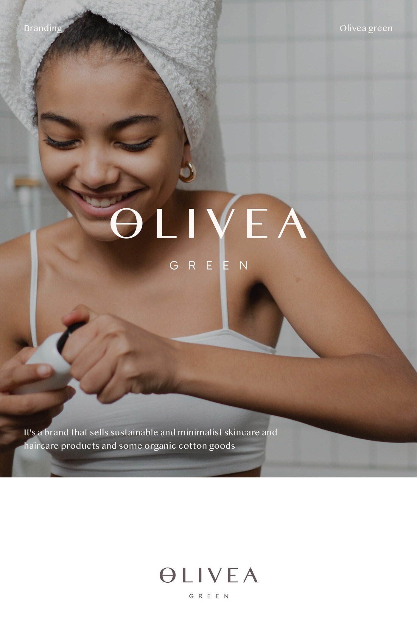 Identidad de marca y packaging de cosmetica sostenible Olivea Green por Eva Hilla Studio
