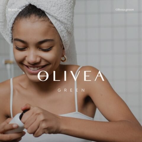 Olivea Green sustainable skincare and haircare brand identity and packaging by Eva Hilla Studio