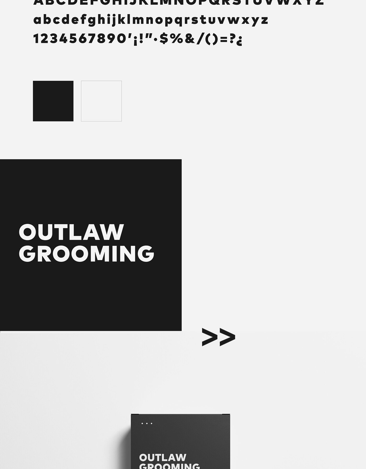 Identidad de marca de cosmetica masculina Outlaw Grooming por Eva Hilla Studio
