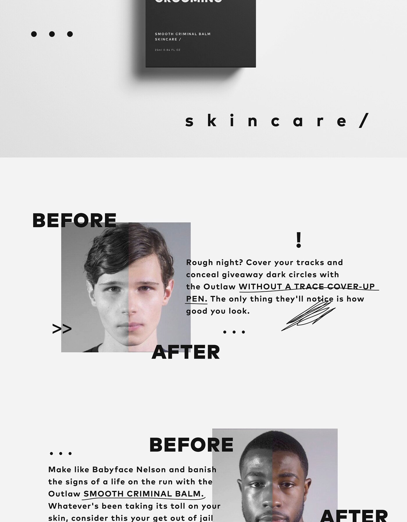 Identidad de marca de cosmetica masculina Outlaw Grooming por Eva Hilla Studio