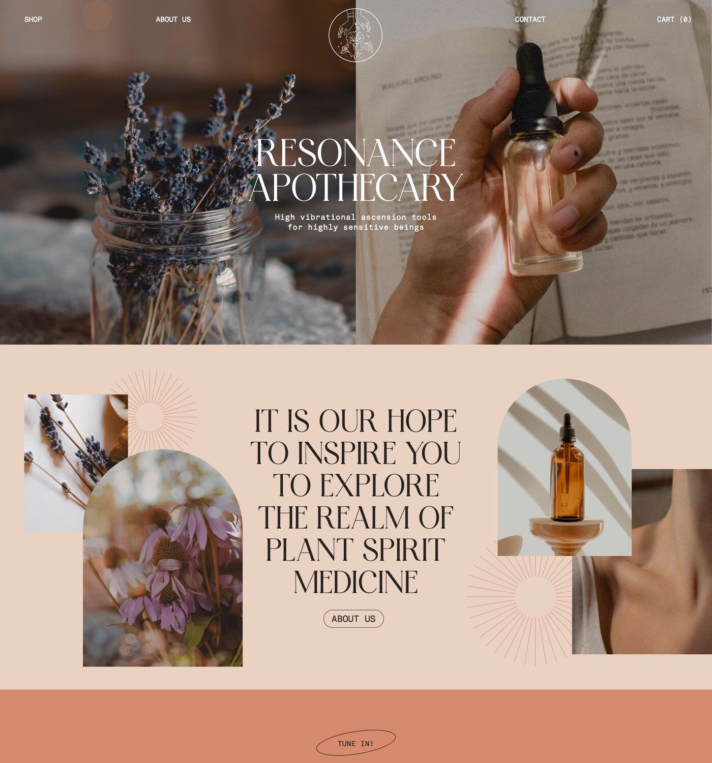 Diseno web de la marca de medicina vegetal Resonance Apothecary por Eva Hilla Studio
