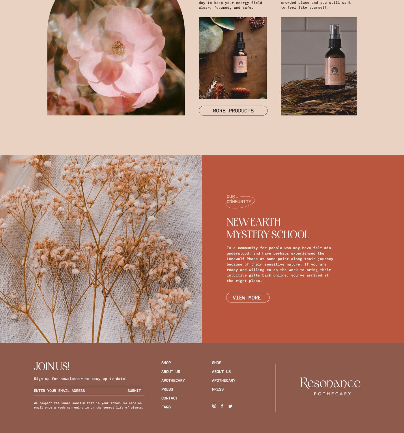 Diseno web de la marca de medicina vegetal Resonance Apothecary por Eva Hilla Studio
