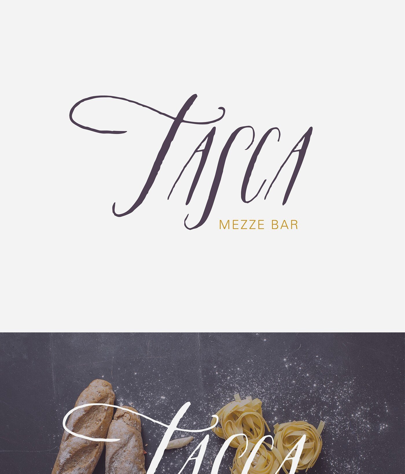 Diseno de logotipo del restaurante TASCA Mezze Bar por Eva Hilla Studio
