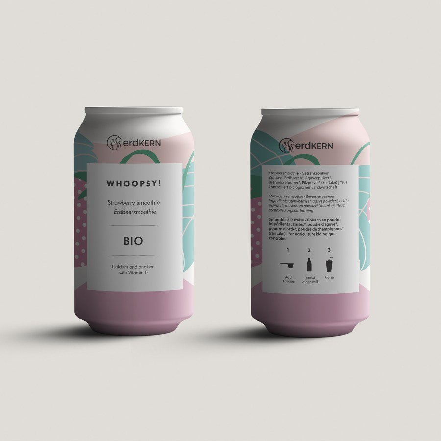 WHOOPSY smoothie packaging design by Eva Hilla Studio