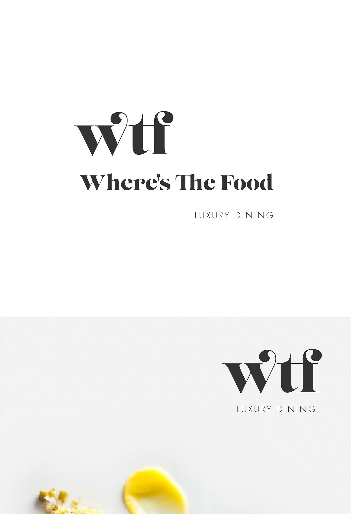 Logotipo e identidad de la app de descubrimiento de restaurantes de lujo WTF por Eva Hilla Studio