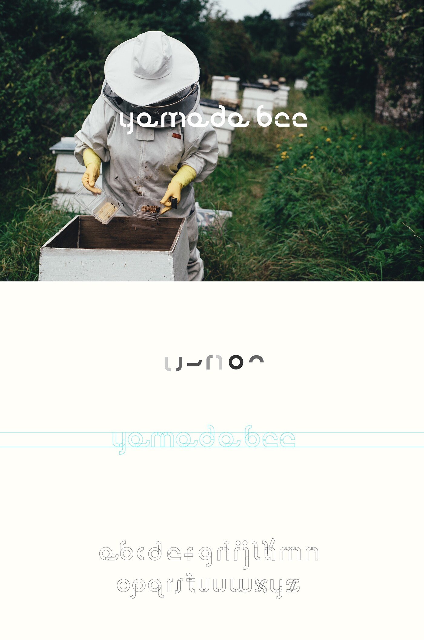 Yamada Bee honey products branding with modular typography by Eva Hilla Studio