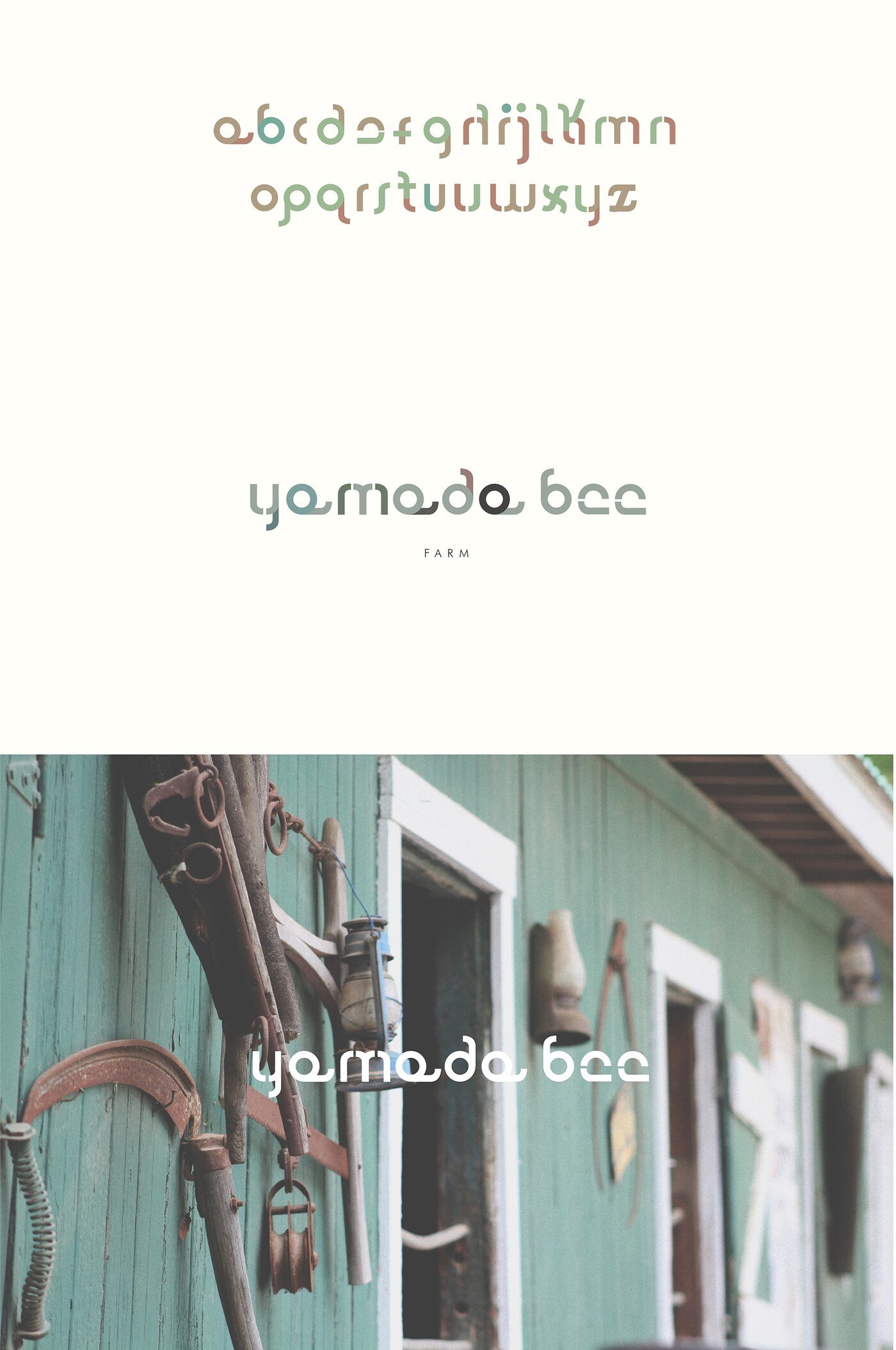 Yamada Bee honey products branding with modular typography by Eva Hilla Studio